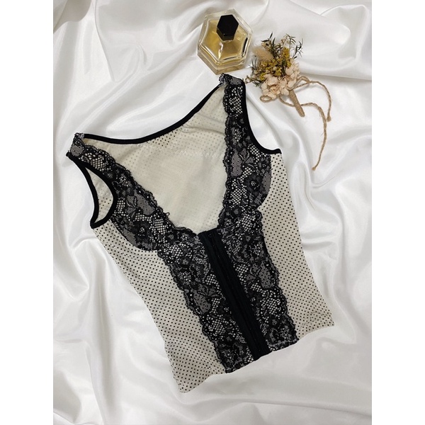 Áo định hình chấm bi đen 2hand