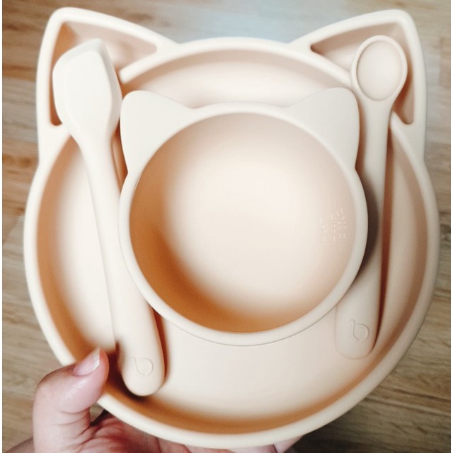 Bộ ăn dặm silicone cao cấp Cat series Babylien Hàn Quốc cho bé
