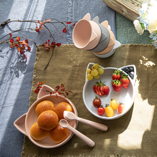 Bộ ăn dặm silicone cao cấp Cat series Babylien Hàn Quốc cho bé