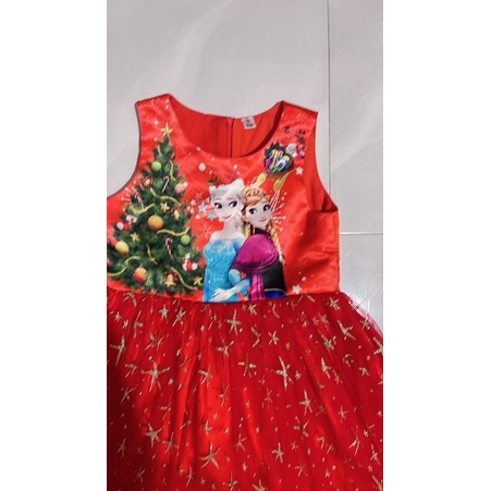 Thanh lý đầm công chúa elsa màu đỏ ren bé gái 5-8 tuổi used