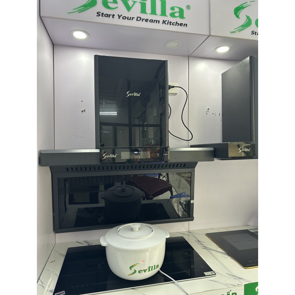 Máy hút mùi kính vát Sevilla SV-BK99 - BH 5 năm - Cảm ứng vẫy tay - Đổi mới trong 30 ngày