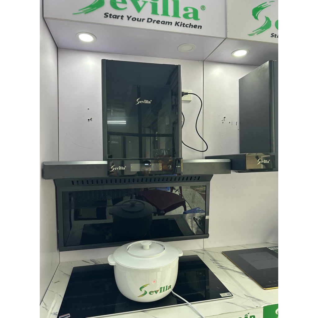 Máy hút mùi kính vát Sevilla SV-BK99 - BH 5 năm - Cảm ứng vẫy tay - Đổi mới trong 30 ngày