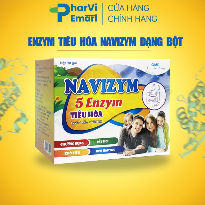 Hỗ Trợ Trẻ Biếng Ăn, Kém Hấp Thu, Đề Kháng Kém Enzym Tiêu Hóa Navizym Dạng Bột (hộp/20 gói)