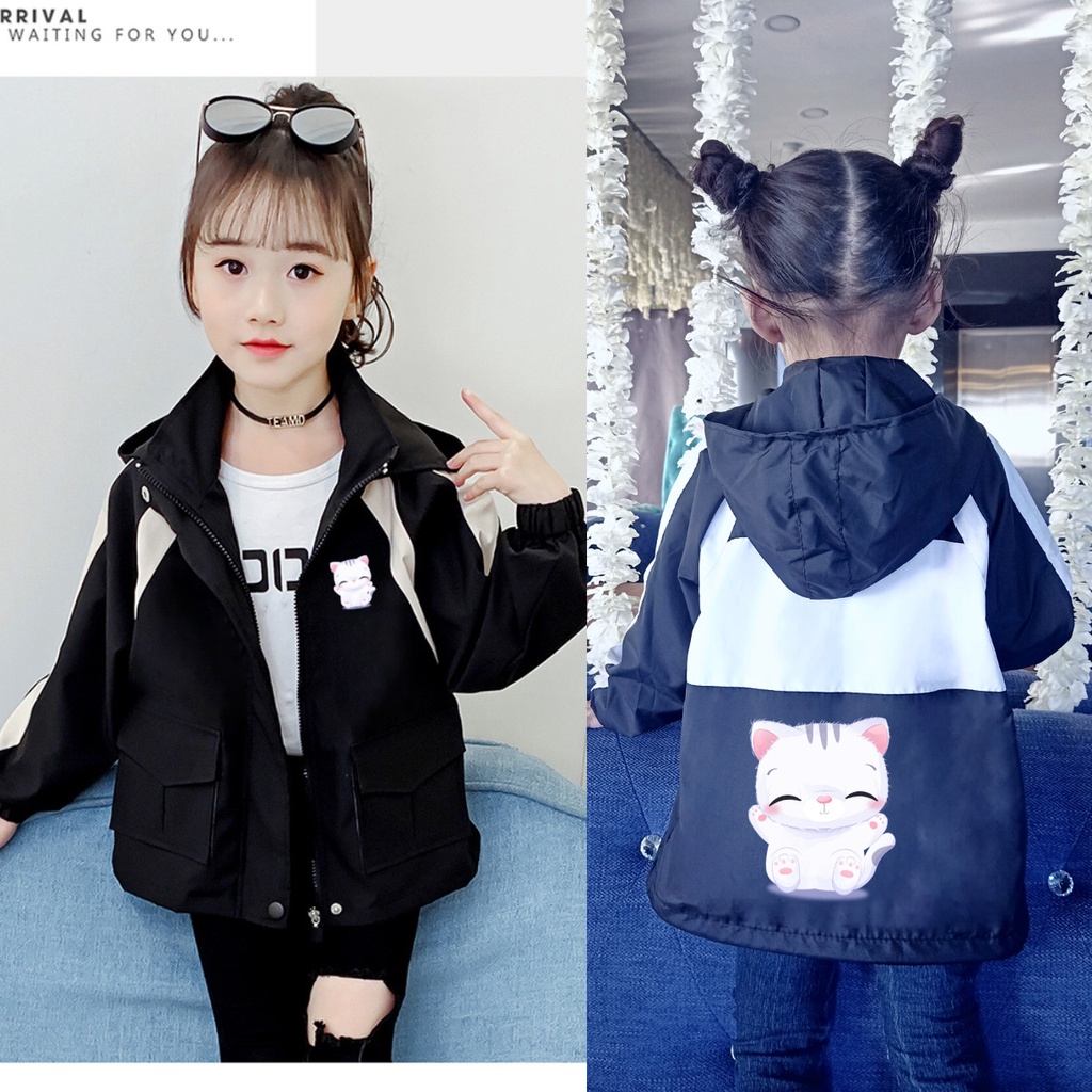 Áo Khoác bé trai và bé gái Dù 2 lớp từ 14kg đến 40kg in hình BÉ MÈO cực xinh Z13