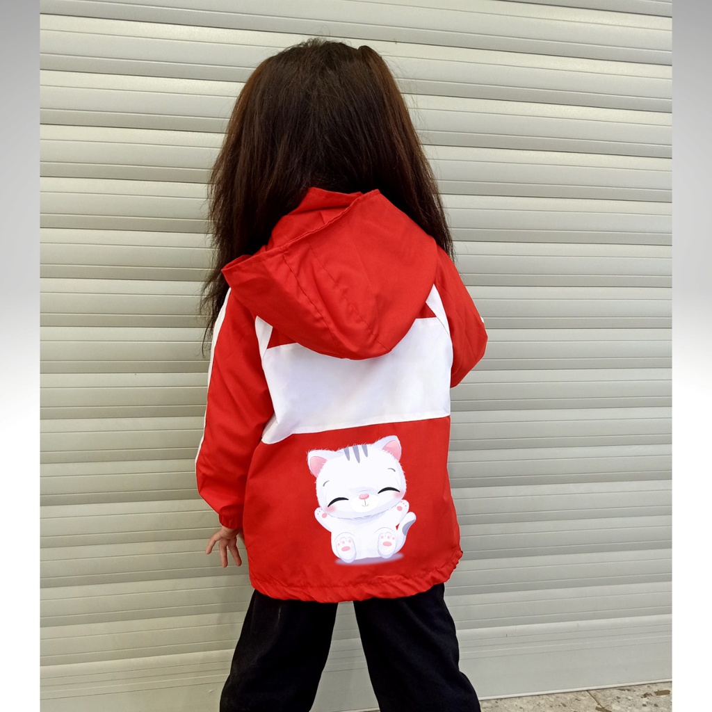 Áo Khoác bé trai và bé gái Dù 2 lớp từ 14kg đến 40kg in hình BÉ MÈO cực xinh Z13