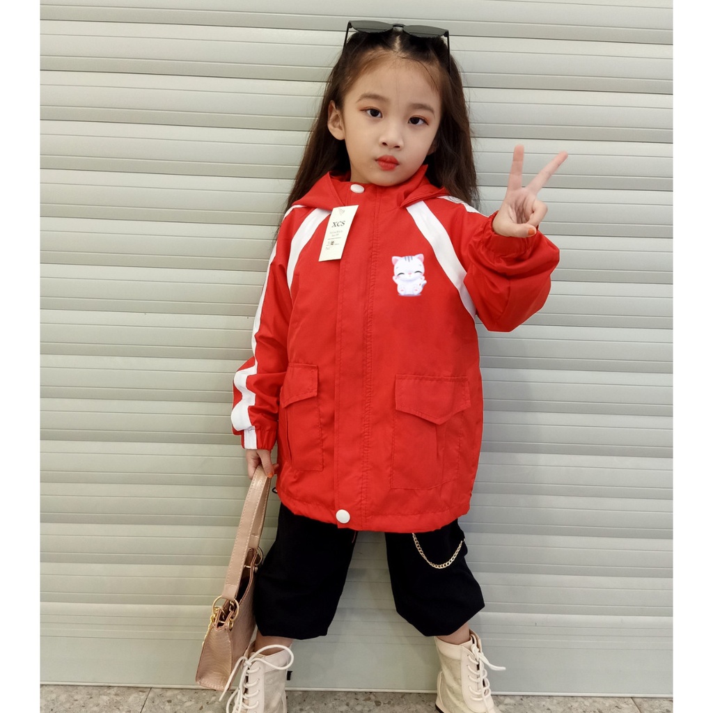 Áo Khoác bé trai và bé gái Dù 2 lớp từ 14kg đến 40kg in hình BÉ MÈO cực xinh Z13