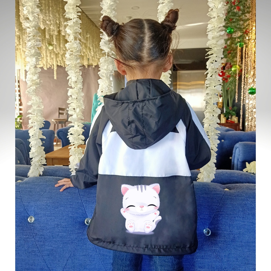 Áo Khoác bé trai và bé gái Dù 2 lớp từ 14kg đến 40kg in hình BÉ MÈO cực xinh Z13