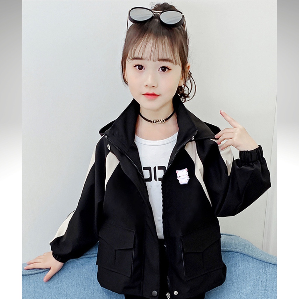 Áo Khoác bé trai và bé gái Dù 2 lớp từ 14kg đến 40kg in hình BÉ MÈO cực xinh Z13