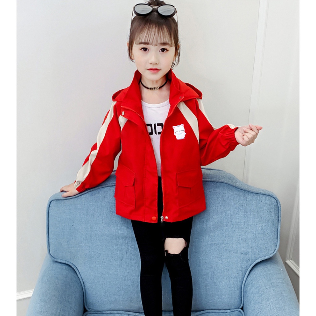 Áo Khoác bé trai và bé gái Dù 2 lớp từ 14kg đến 40kg in hình BÉ MÈO cực xinh Z13