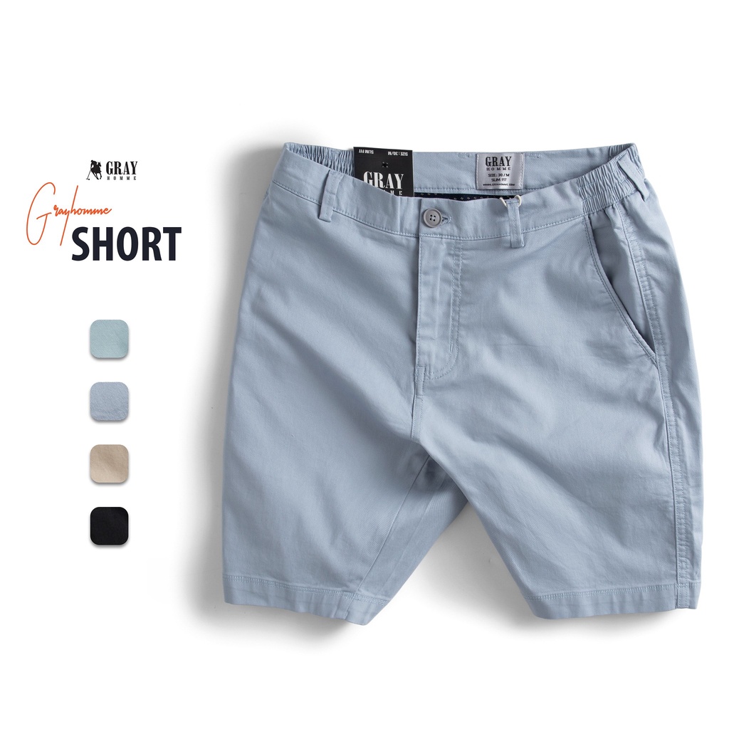 Quần Đùi Nam, Quần short kaki nam phối Cạp Chun GRAYHOMME short đũi, short kaki mềm nhẹ, thoáng khí