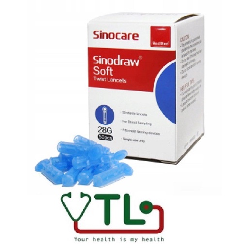 Kim chích lấy máu 4 cạnh đầu tròn dùng cho máy thử đường huyết Sinocare (hộp 50 kim)