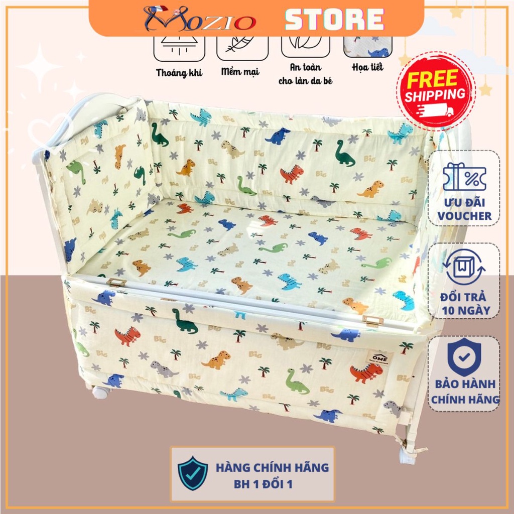 Bộ quây cũi vải kèm ga bọc đệm Ome cho bé đa dạng kích thước, màu sắc sử dụng cho mọi loại cũi | Quây cũi vải cho bé