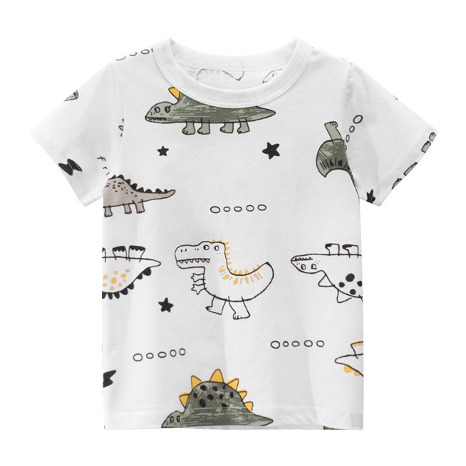 Áo Thun Tay Ngắn In Hình Khủng Long 3d 4 Màu Thời Trang Mùa Hè Cho Bé Trai Và Gái