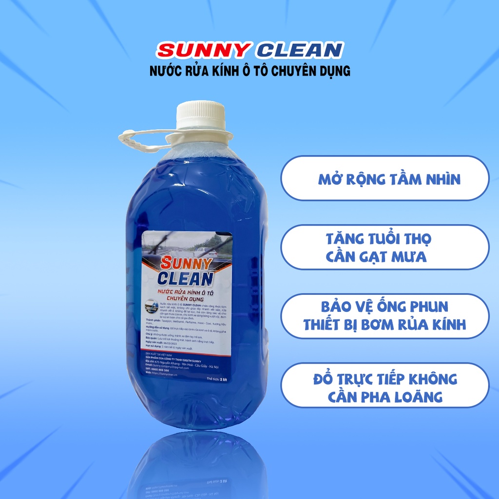 Nước Rửa Kính Ô Tô Chuyên Dụng 1 Can 2 Lít Chính Hãng SunnyClean