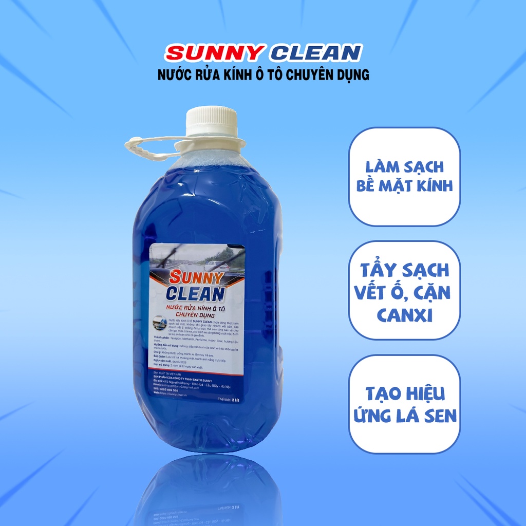 Nước Rửa Kính Ô Tô Chuyên Dụng 1 Can 2 Lít Chính Hãng SunnyClean