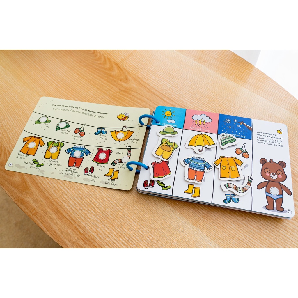Học Liệu bóc dán thông minh Beezi Book cho bé từ 2 - 5 tuổi, Học liệu Montessori song ngữ Anh Việt