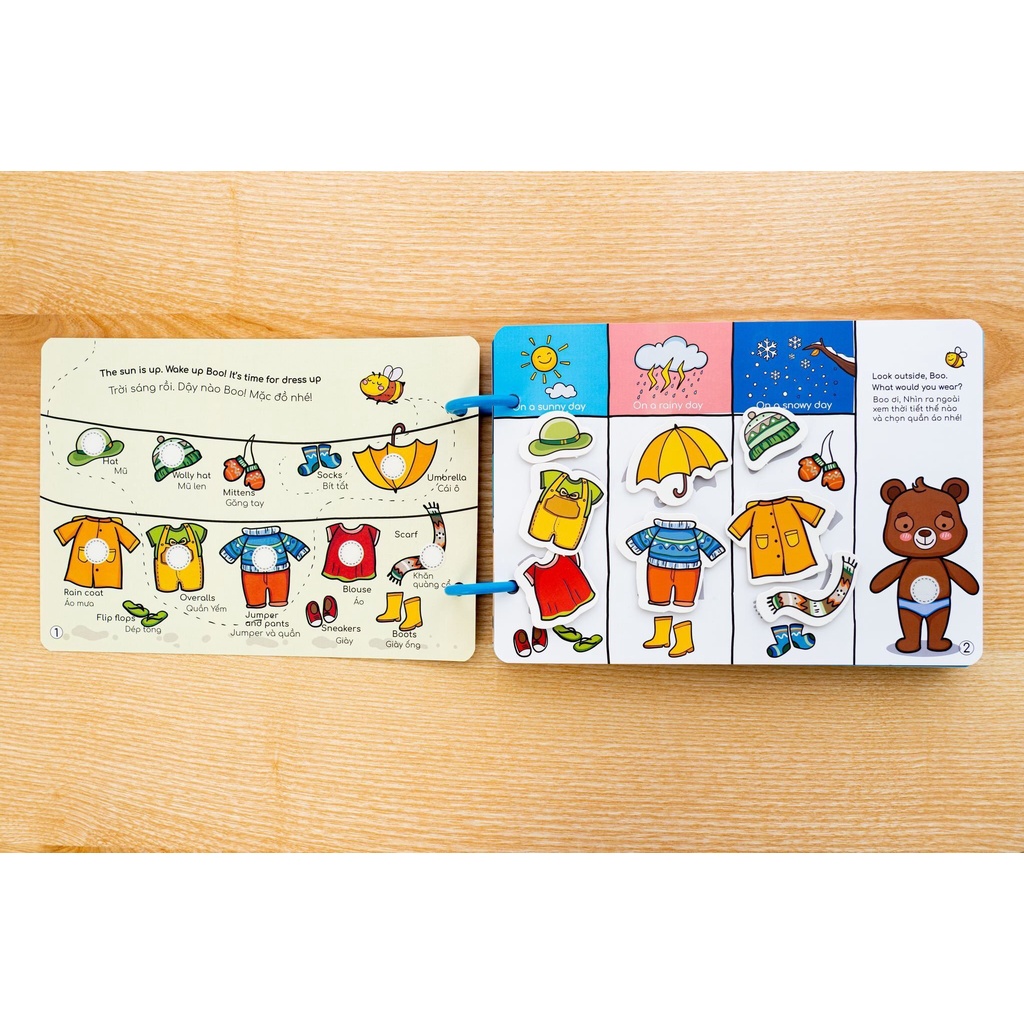 Học Liệu bóc dán thông minh Beezi Book cho bé từ 2 - 5 tuổi, Học liệu Montessori song ngữ Anh Việt