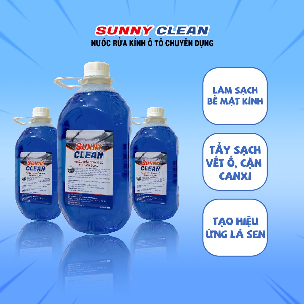 Nước Rửa Kính Ô Tô Chuyên Dụng 3 Can 2 Lít Chính Hãng SunnyClean