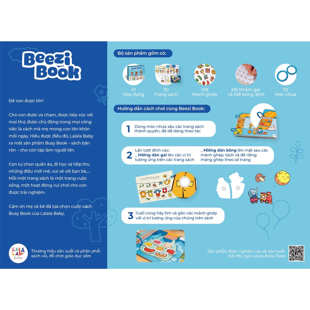 Học Liệu bóc dán thông minh Beezi Book cho bé từ 2 - 5 tuổi, Học liệu Montessori song ngữ Anh Việt