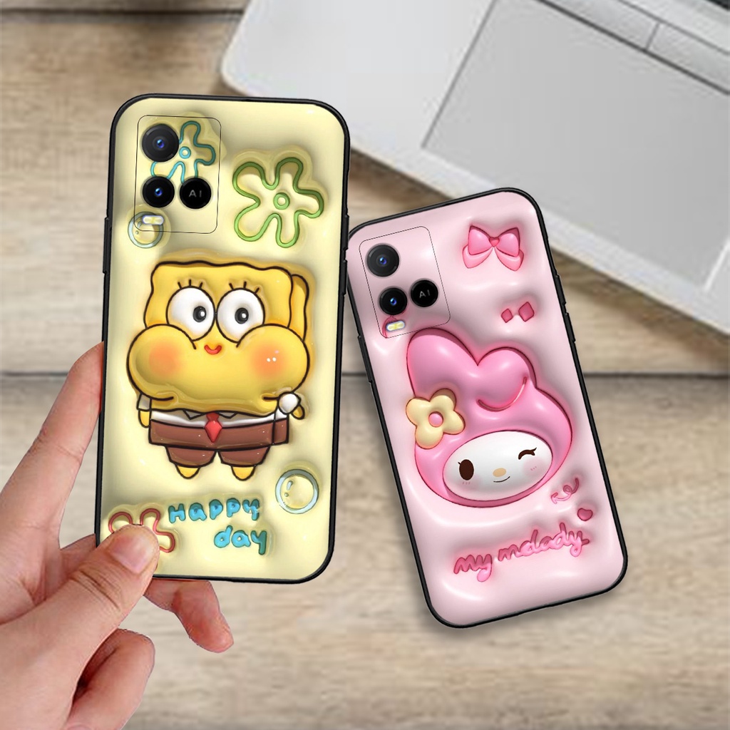 Ốp lưng Vivo T1x / Y21 / Y21s / Y33s  in phẳng hình gấu hot trend cute