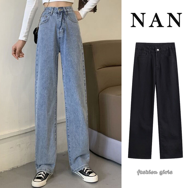 NZN Quần jean, quần ống rộng, quần ống thẳng, dáng ôm phong cách Hàn Quốc, quần rộng, nữ
