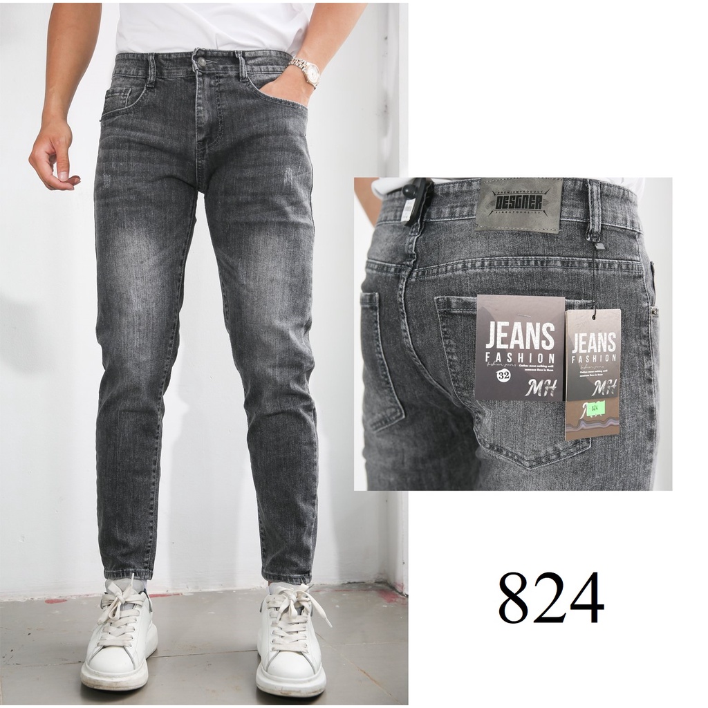 Quần Jean Nam Chất Jean Co Giãn 4 Chiều, Quần Jean Nam Cao Cấp Màu Xám Chất Bò Co Giãn - Mã 824 - TABI SHOP