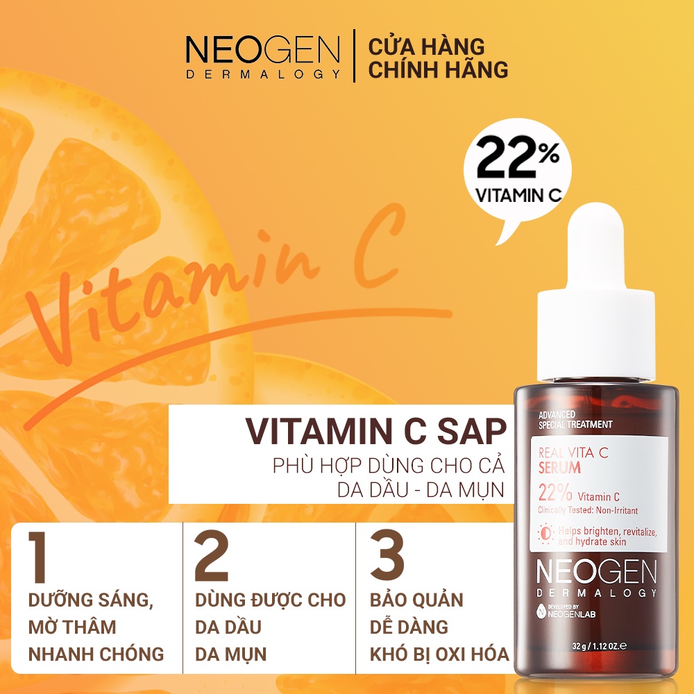 Tinh Chất Dưỡng Sáng Da, Mờ Thâm Neogen Dermalogy Real Vita C 22% + 5% Niacinamide Serum