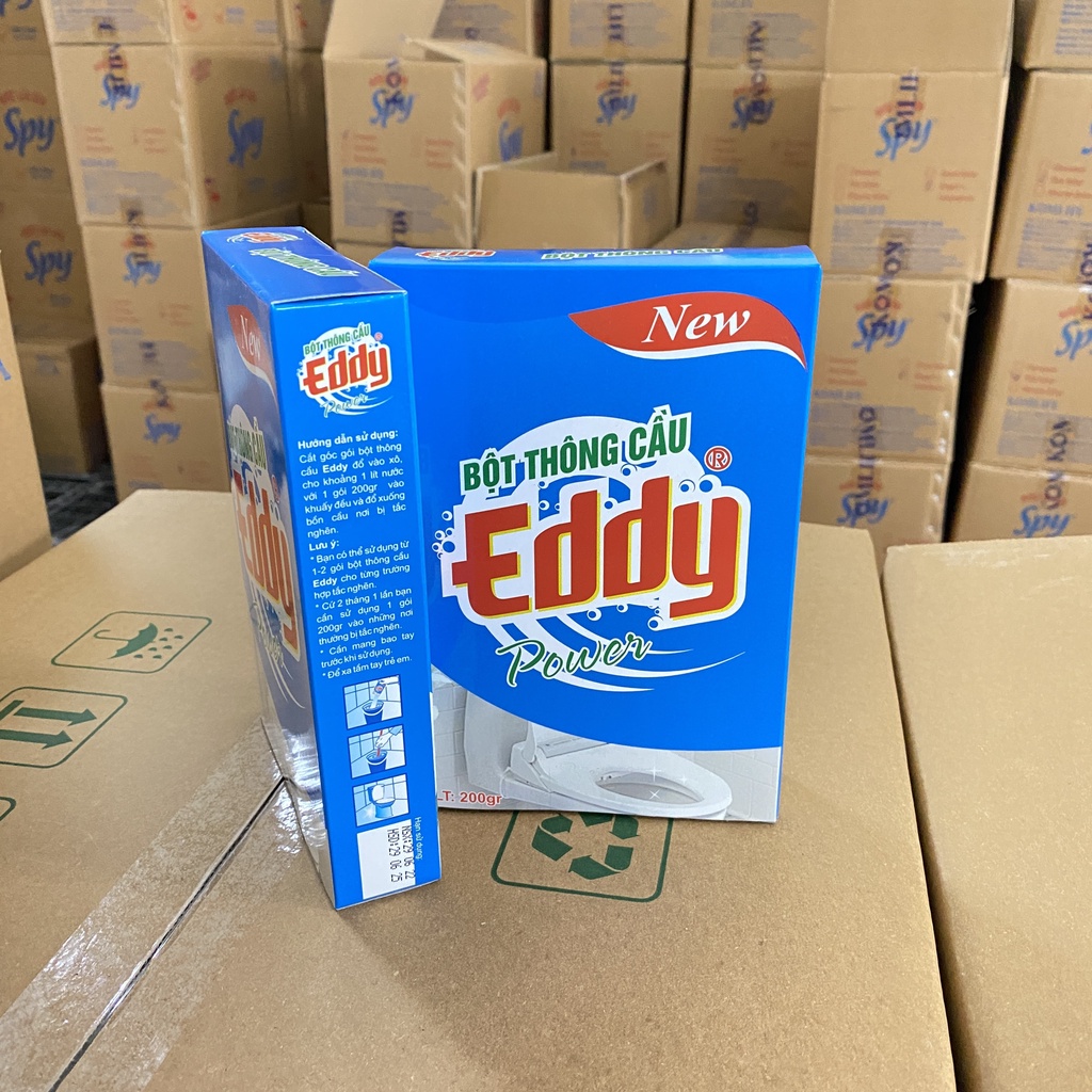 Bột thông Cầu EDDY 200g giúp phân hủy cặn bã thông bồn cầu, nhà vệ sinh