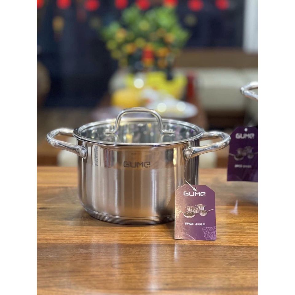 BỘ NỒI GUME VUNG KÍNH INOX 5 ĐÁY HÀN QUỐC ,BẢO HÀNH 5 NĂM