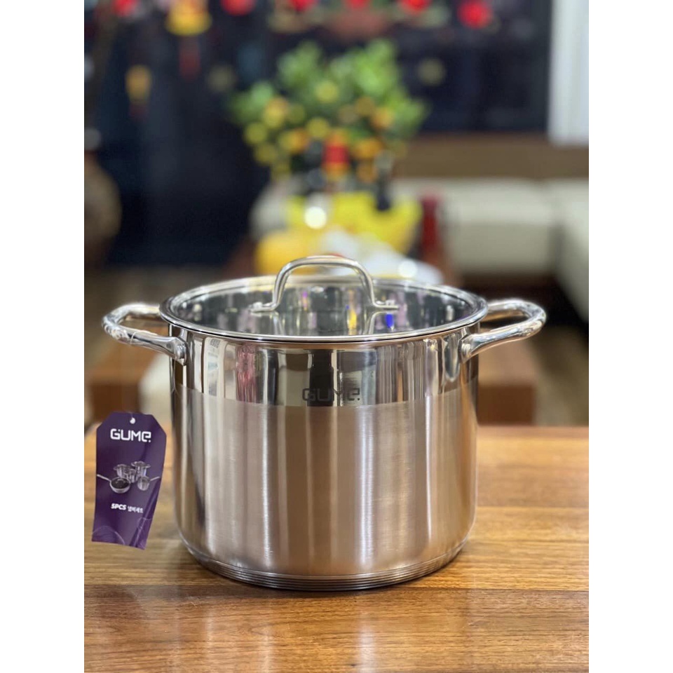 BỘ NỒI GUME VUNG KÍNH INOX 5 ĐÁY HÀN QUỐC ,BẢO HÀNH 5 NĂM