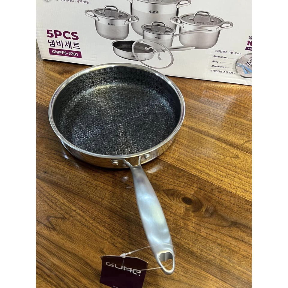 BỘ NỒI GUME VUNG KÍNH INOX 5 ĐÁY HÀN QUỐC ,BẢO HÀNH 5 NĂM
