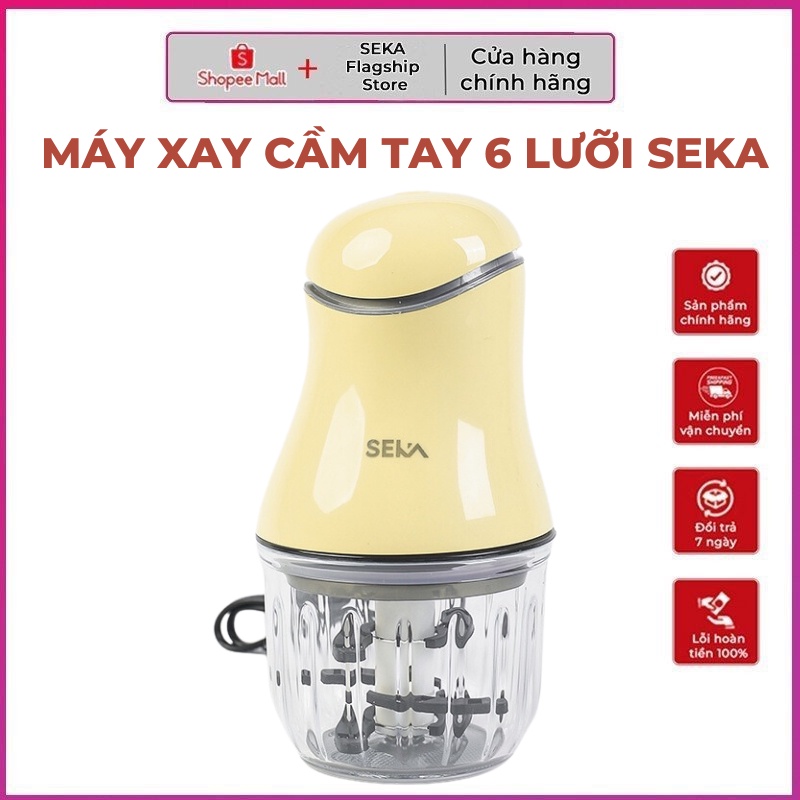 Máy Xay Mini Đa Năng 6 Lưỡi SEKA Cối Thủy Tinh, Máy Xay Ăn Dặm Cho Bé, Xay Thịt Cháo Sinh Tố Tỏi Ớt