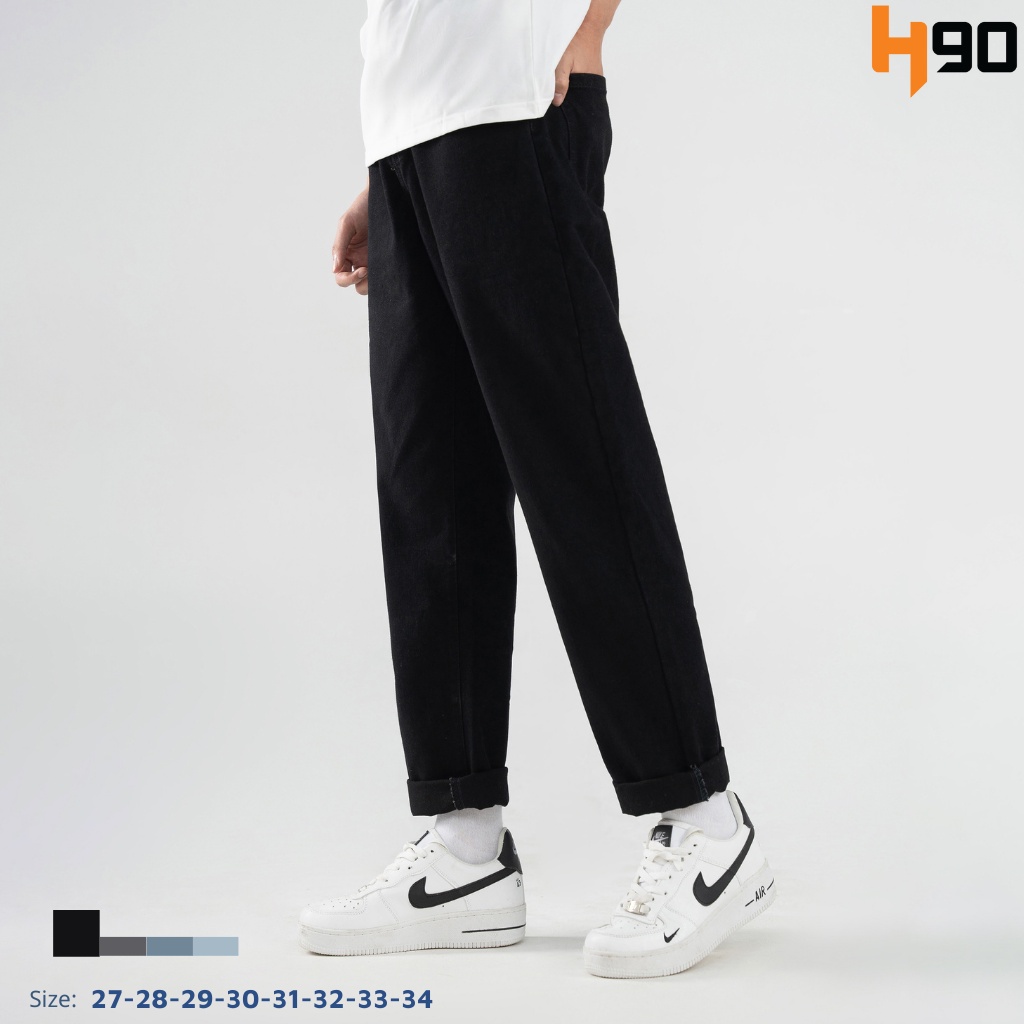 Quần Bò Baggy Nam H90 4 Màu Dáng Suông Rộng Chất Jean Cotton Không Co Giãn Giữ Phom, Bền Màu TRJ013