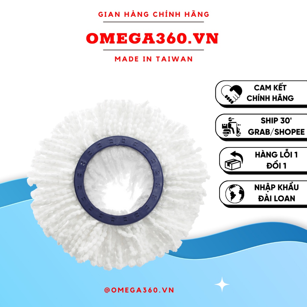 BÔNG LAU NHÀ 360 OMEGA MOP NHẬP KHẨU CHÍNH HÃNG ĐÀI LOAN