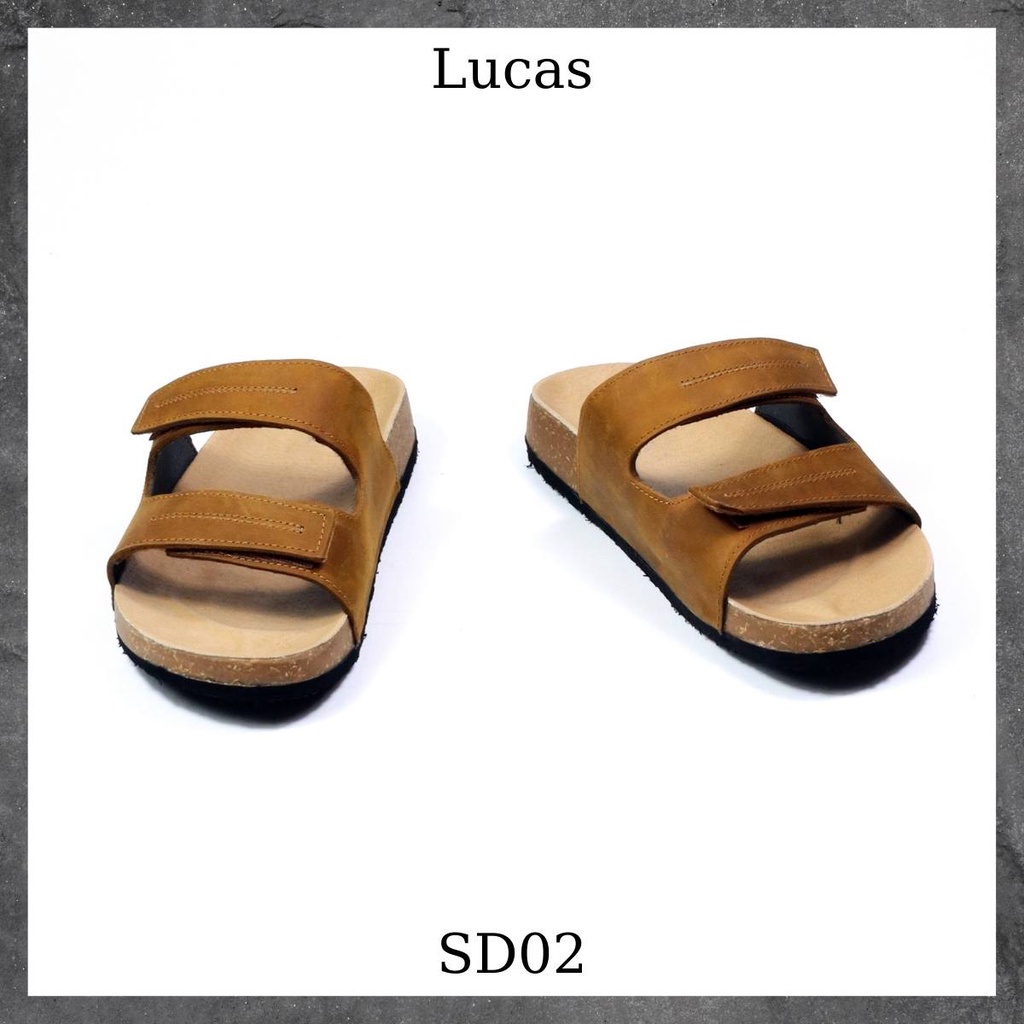 Dép da bò đế trấu nam Lucas Shoes,Sandal quai hậu - quai ngang, siêu Nhẹ, đi biển, đeo hàng ngày