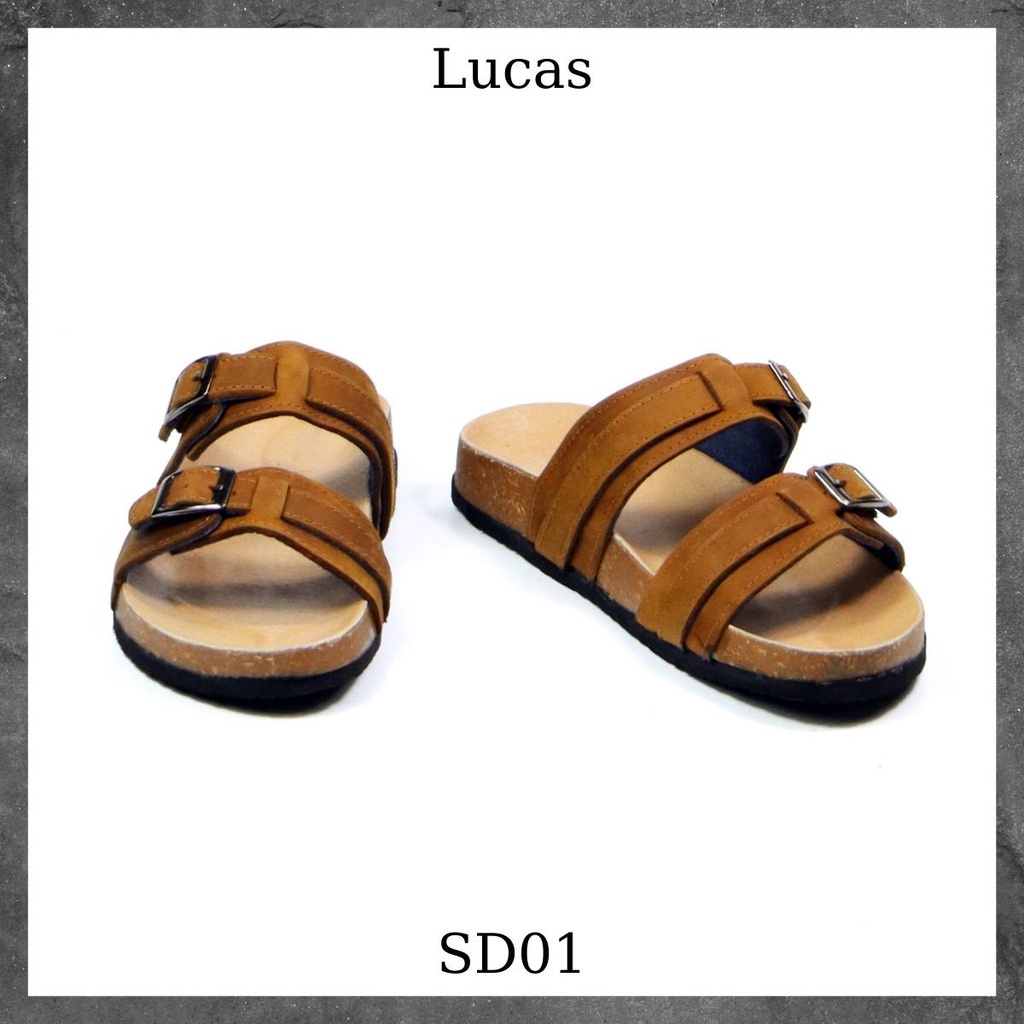 Dép da bò đế trấu nam Lucas Shoes,Sandal quai hậu - quai ngang, siêu Nhẹ, đi biển, đeo hàng ngày