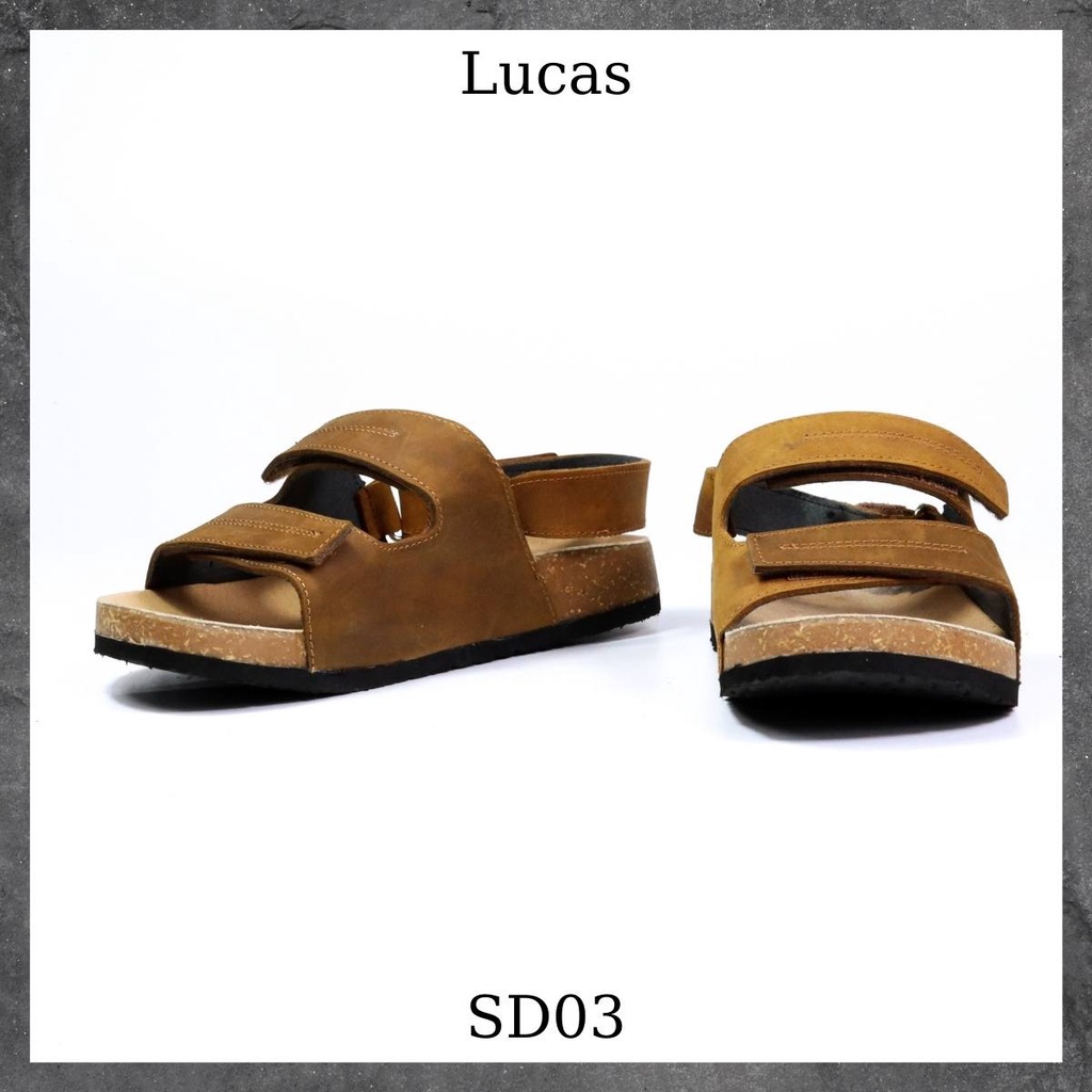 Dép da bò đế trấu nam Lucas Shoes,Sandal quai hậu - quai ngang, siêu Nhẹ, đi biển, đeo hàng ngày