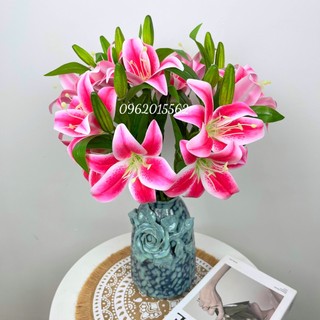 Hoa ly giả cành hoa cắm lo cao cấp , Hoa lụa decor