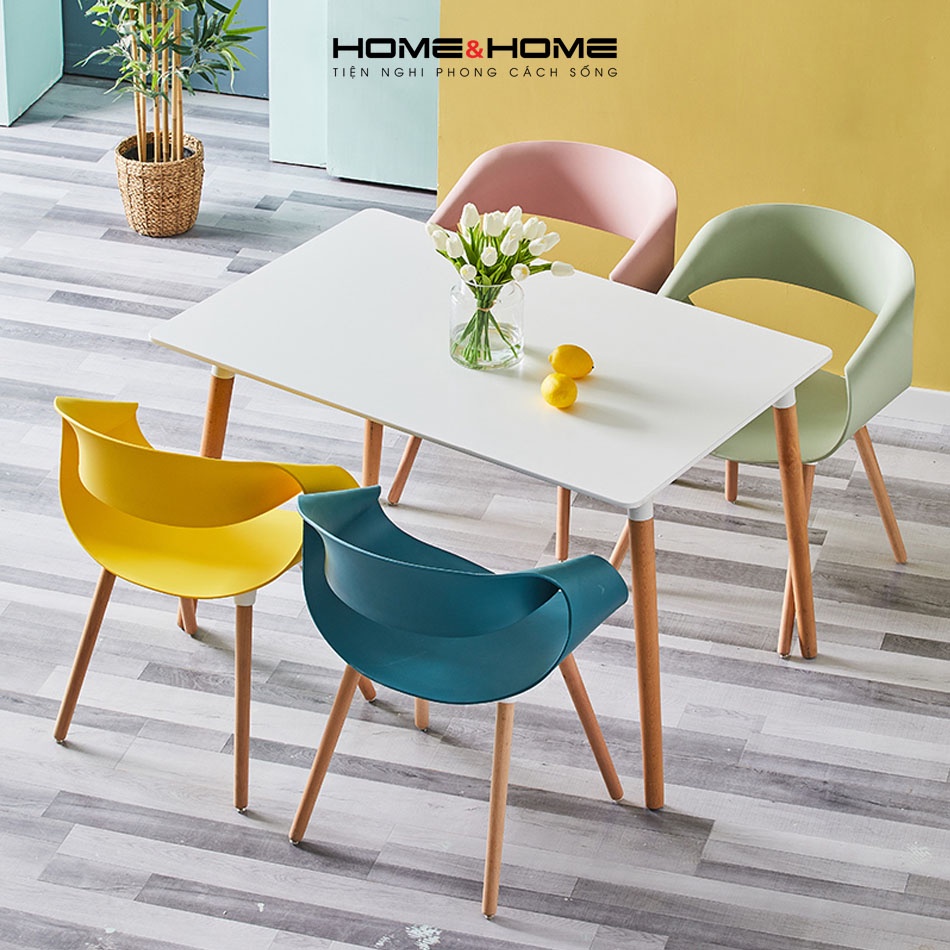Ghế Nhựa Đúc Trứng Cuộn Độc Lạ Home&Home Nhiều Màu Chân Gỗ Chắc Chắn - Ghế Ăn Gia Đình, Ghế Cafe Trang Trí Quán Đẹp