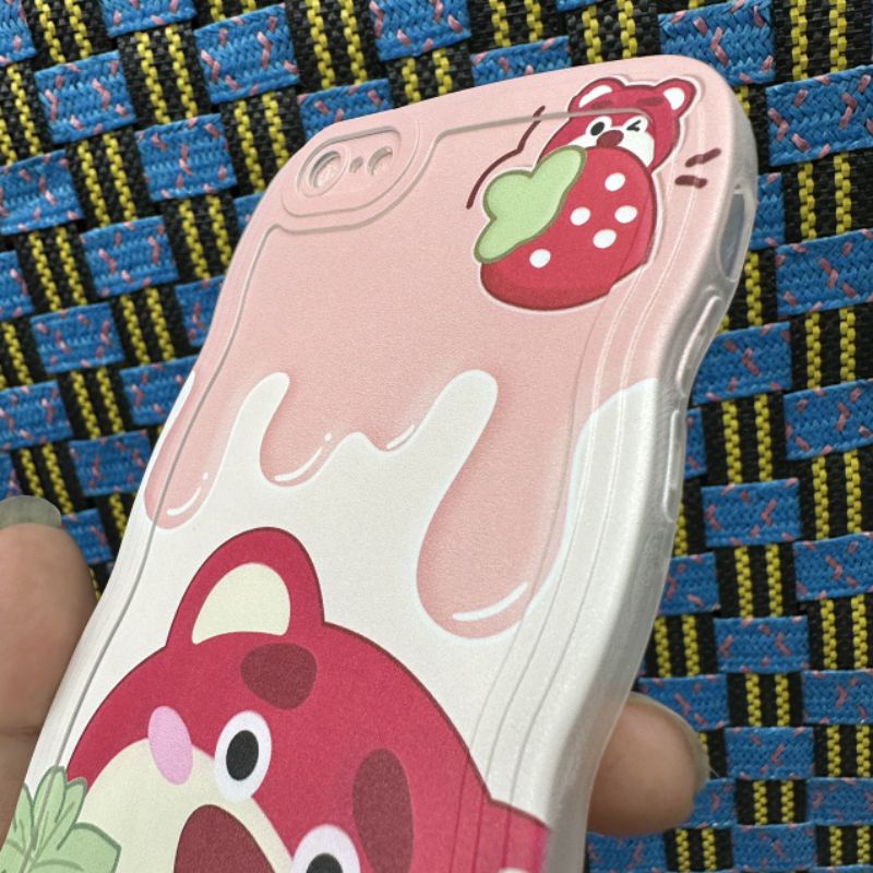 Case ốp lưng iPhone 6 plus / 6S plus dẻo gấu dâu lotso siêu dễ thương viền lượn sóng bảo vệ camera