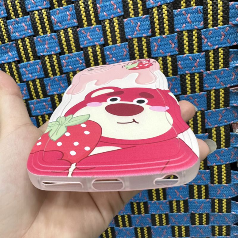Case ốp lưng iPhone 6 plus / 6S plus dẻo gấu dâu lotso siêu dễ thương viền lượn sóng bảo vệ camera