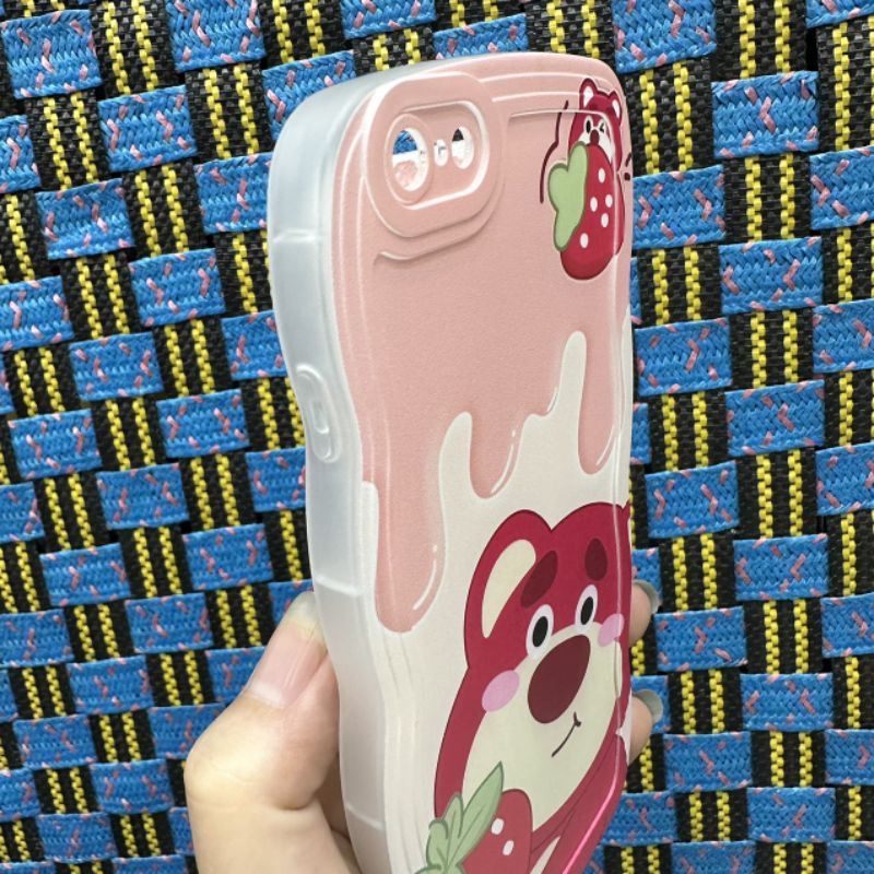 Case ốp lưng iPhone 6 plus / 6S plus dẻo gấu dâu lotso siêu dễ thương viền lượn sóng bảo vệ camera
