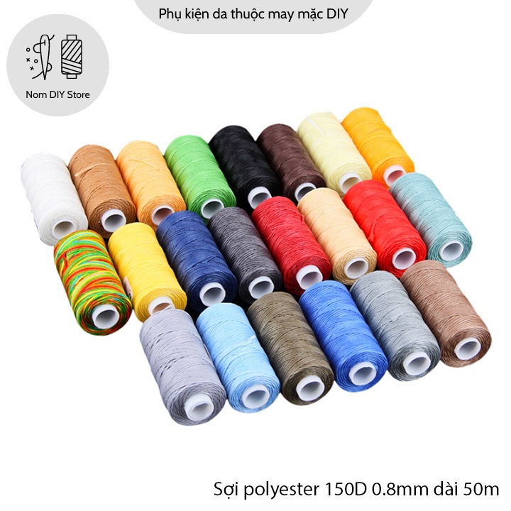 Chỉ Sáp Dẹt May Da 0.8mm Dài 50m Khâu Đồ Da Phụ Kiện May Túi Xách Thủ Công Handmade DIY