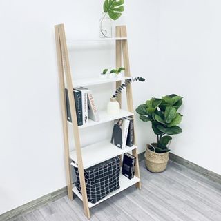 Kệ bậc thang - kệ sách 5 tầng đa năng sang trọng màu gỗ