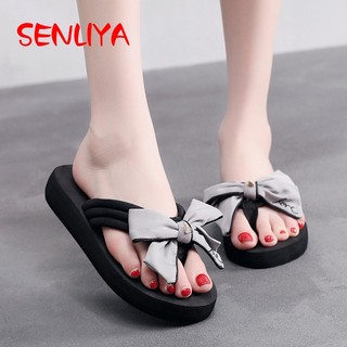 Dép Xỏ Ngón Đính Nơ Xinh Xắn Phong Cách Hàn Quốc Cho Nữ
