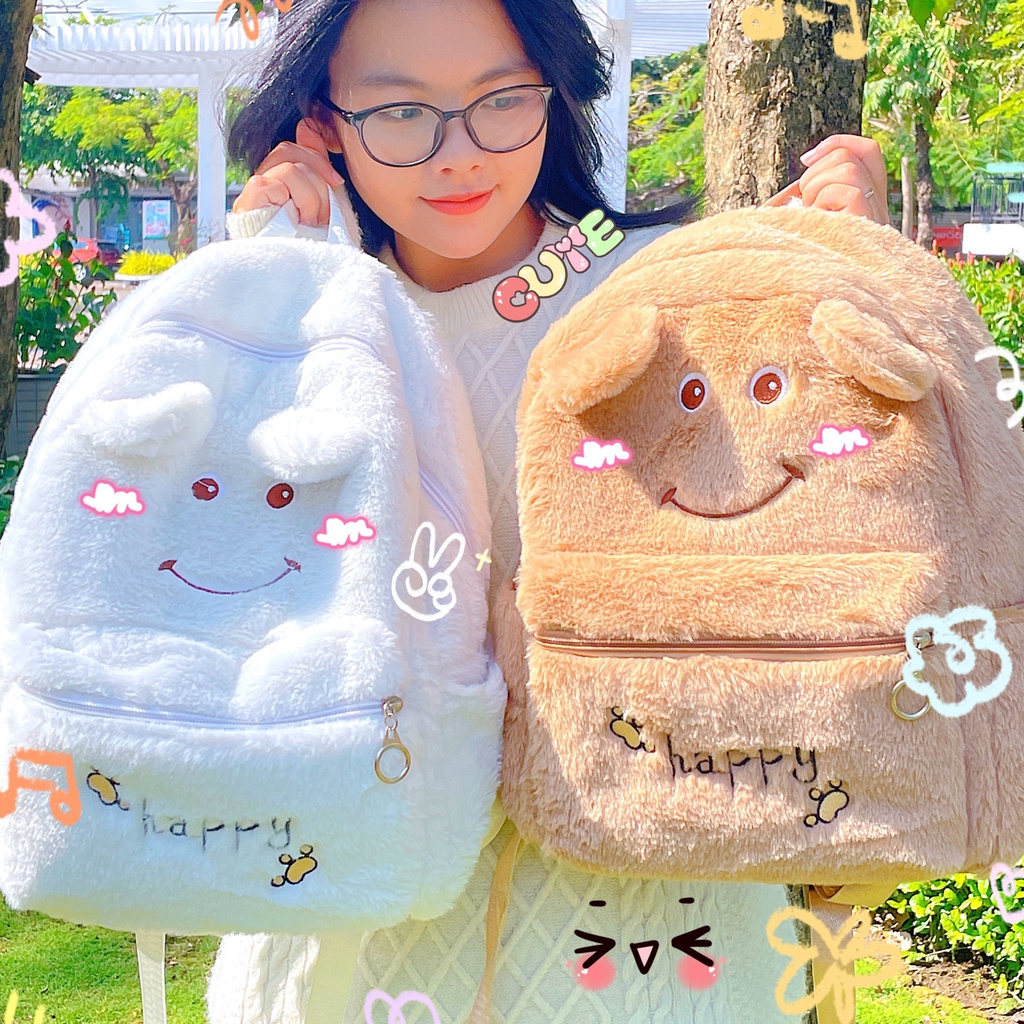 Balo vải lông hình gấu