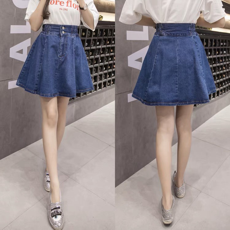 Chân váy Jean H87 cạp chun co giãn cao cấp có quần bảo hộ
