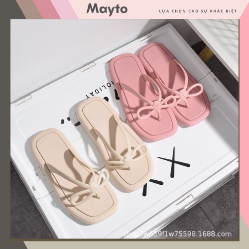 Dép Đi Biển, Dép Kẹp Nữ Mayto Đế Bệt Kiểu Dáng Dép Lê Mang Trong Nhà Tắm Không Trơn Phối Màu Dễ Thương Cute 2023 Dk - 01