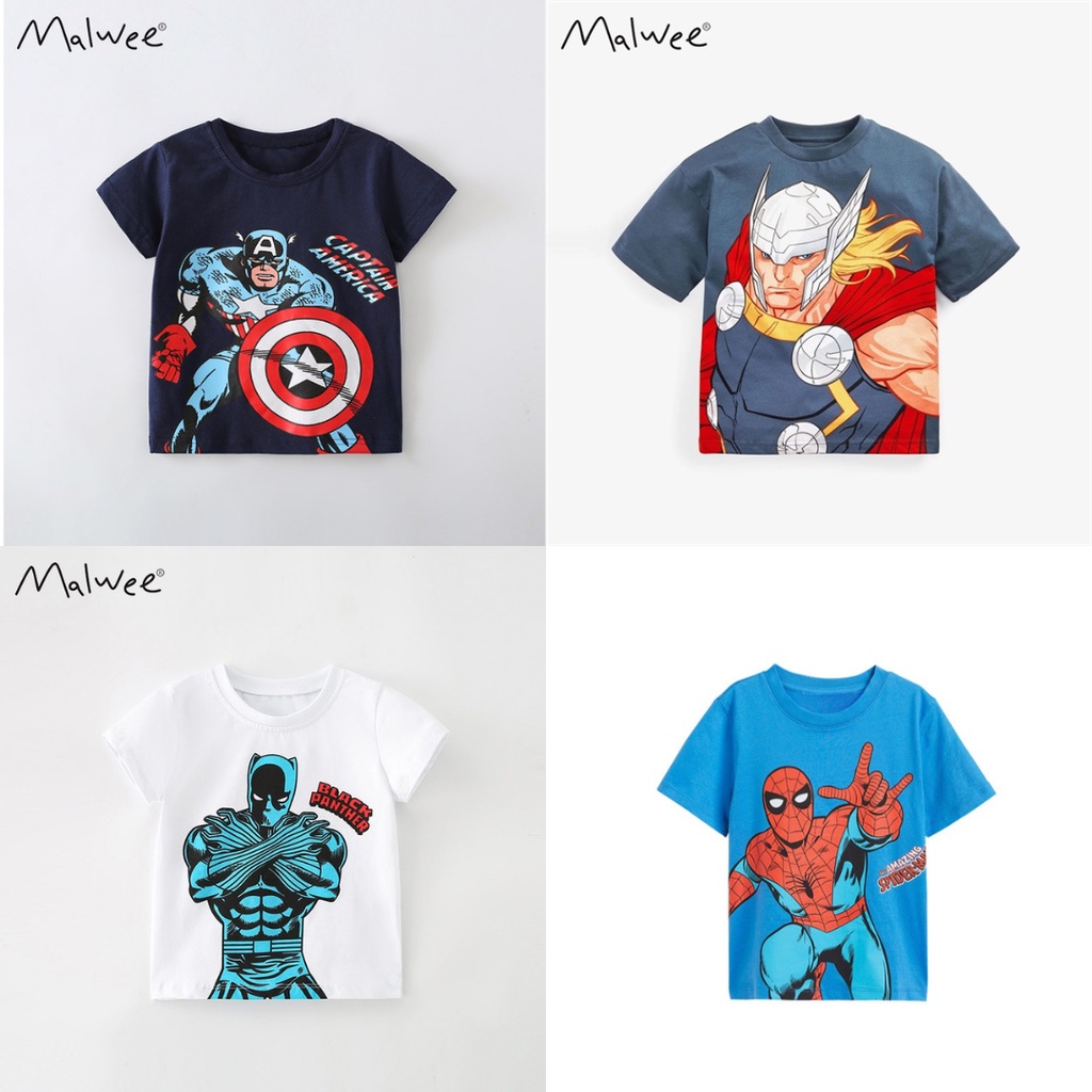 Áo cotton siêu nhân bé trai Malwee thời trang trẻ em từ 2-7 tuôi