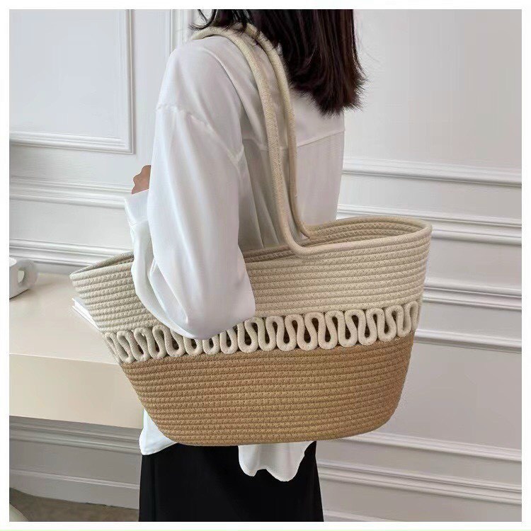 Túi cói vintage mẫu mới về size to đi biển đi du lịch phong cách trẻ trung cá tính